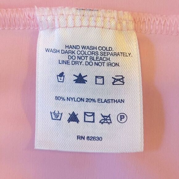 Lands' End Girls Pink Elbow Sleeve High Neckline Rash Gaurd Swim Top Size L - Picture 5 of 5